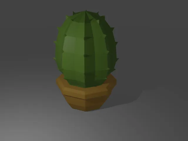 Low Poly Round Cactus Succulent.