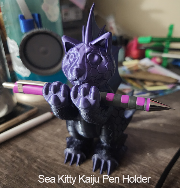 Katie, the Sea Kitty Kaiju Pen Holder (Supportless)