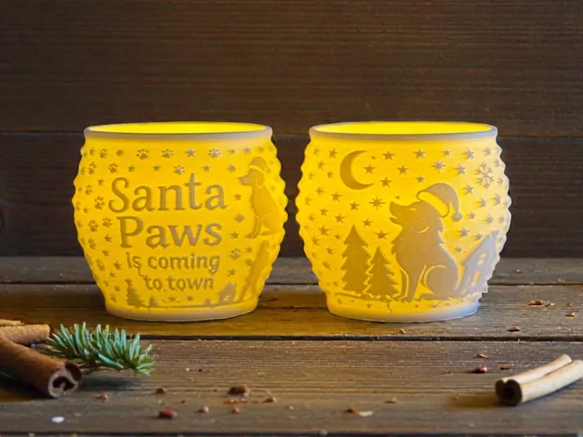 Christmas Litophane Tealight Lamp Santa Paws