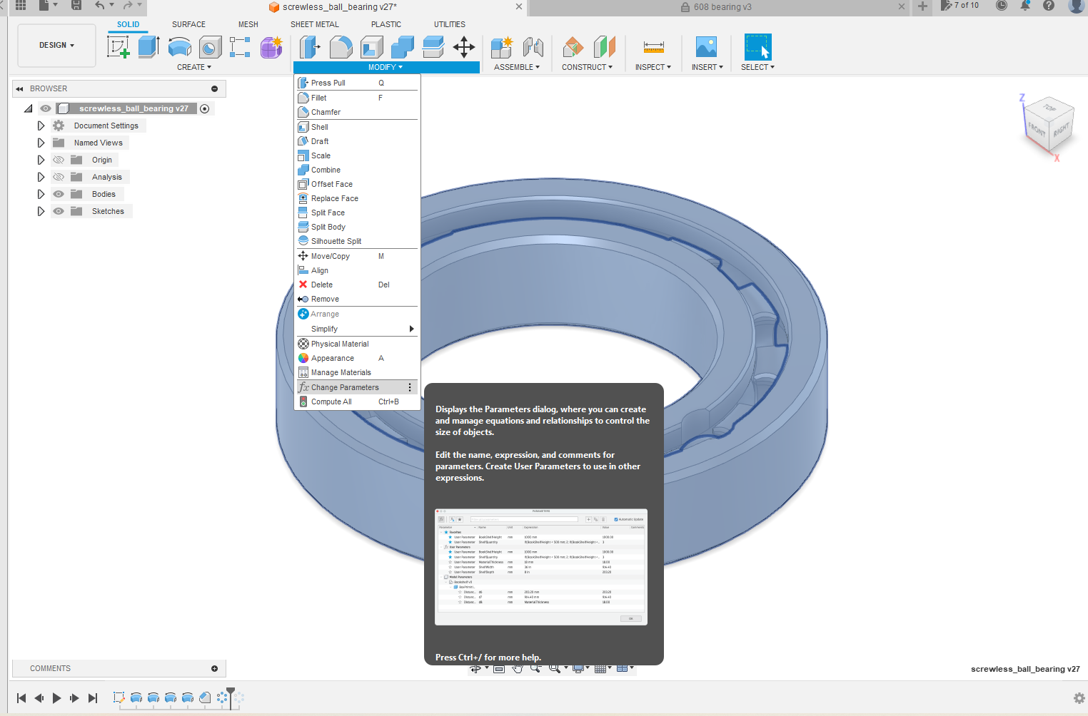 Parametric ball bearing using 6 mm ASG pellets