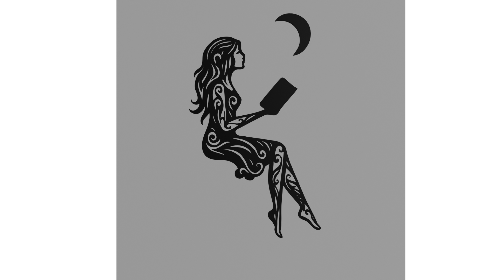 Wall Art – Woman Reading Under Moon