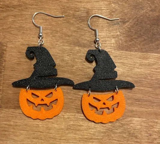 Halloween Earrings - Pumpkin Witch