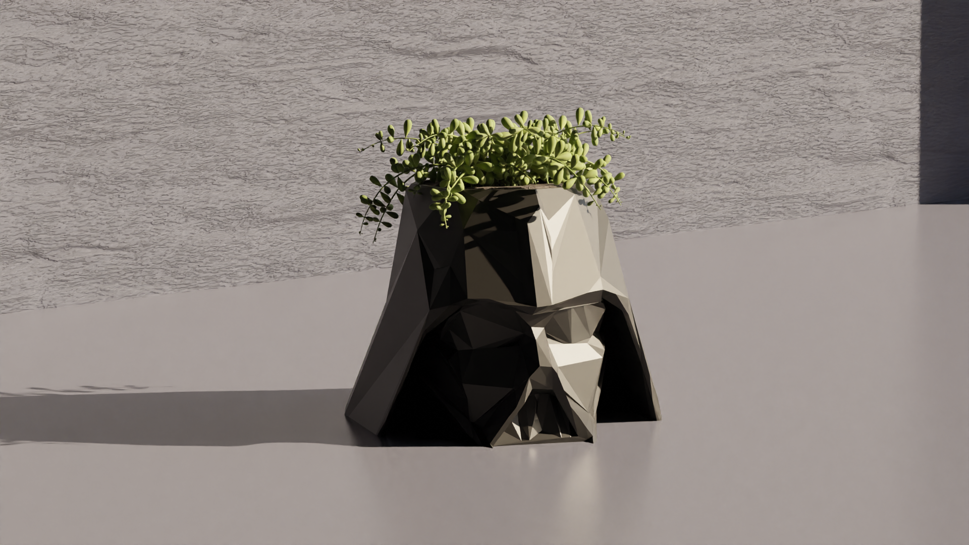 Darth Vader Low Poly - Star Wars Pot Plant/Pen Holder 3D model thumbnail
