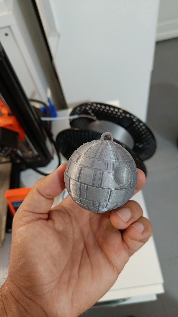 Death Star Christmas ornament (two halves, no glue)