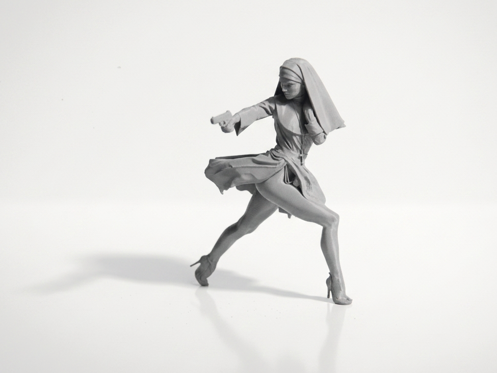 Shooter Nun Action Figurine Female Figure 3D Printable