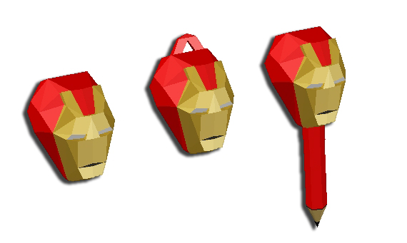 Ironman low poly head/keyring/pencil topper