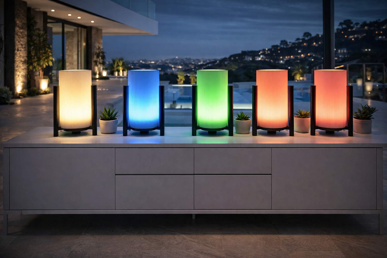 Modern hotel lamp with color changing