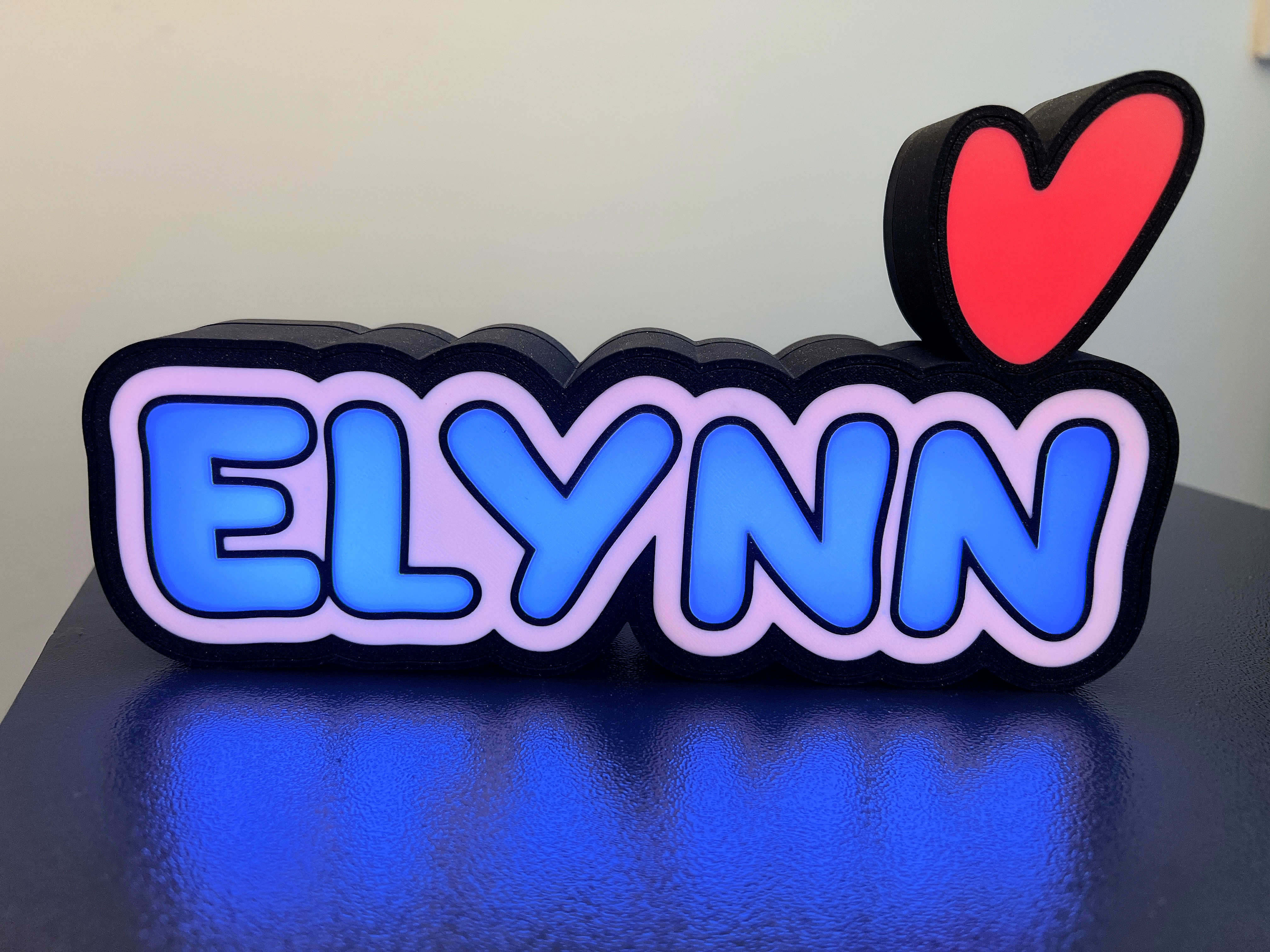 Wled letterbox name Elynn with hearth Multicolor