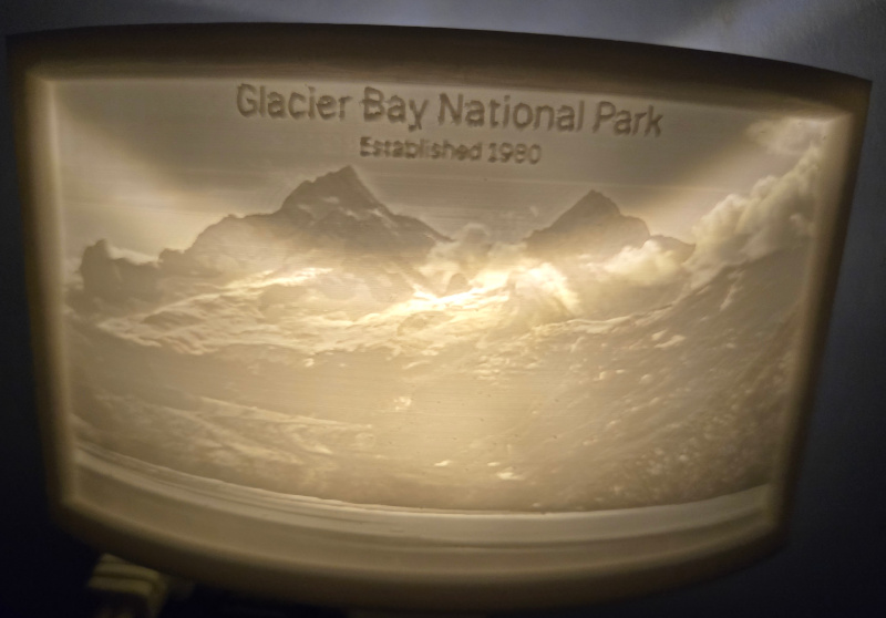 Glacier Bay National Park Nightlight Lithophane