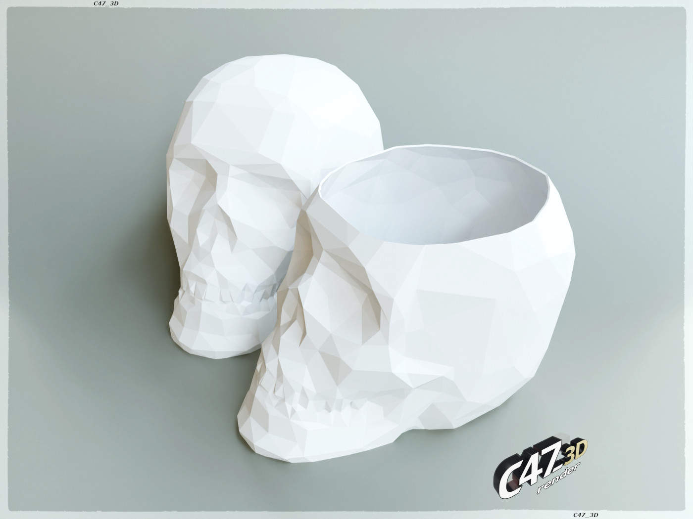 Skull Vase LowPoly by C47_3d Download free STL model