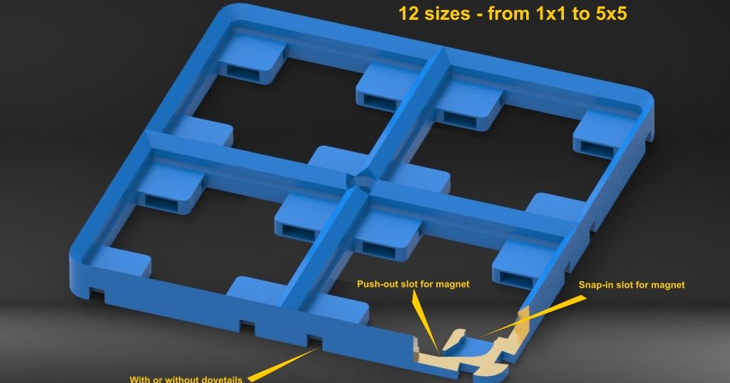 Gridfinity bases, side plugged magnet von JBoe | Kostenloses STL-Modell ...