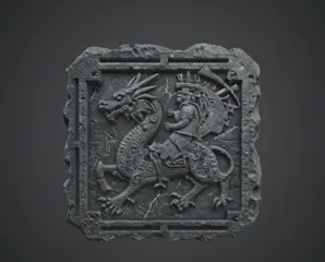 Dragon Relief Stone Tile – Ancient Guardian Wall Panel