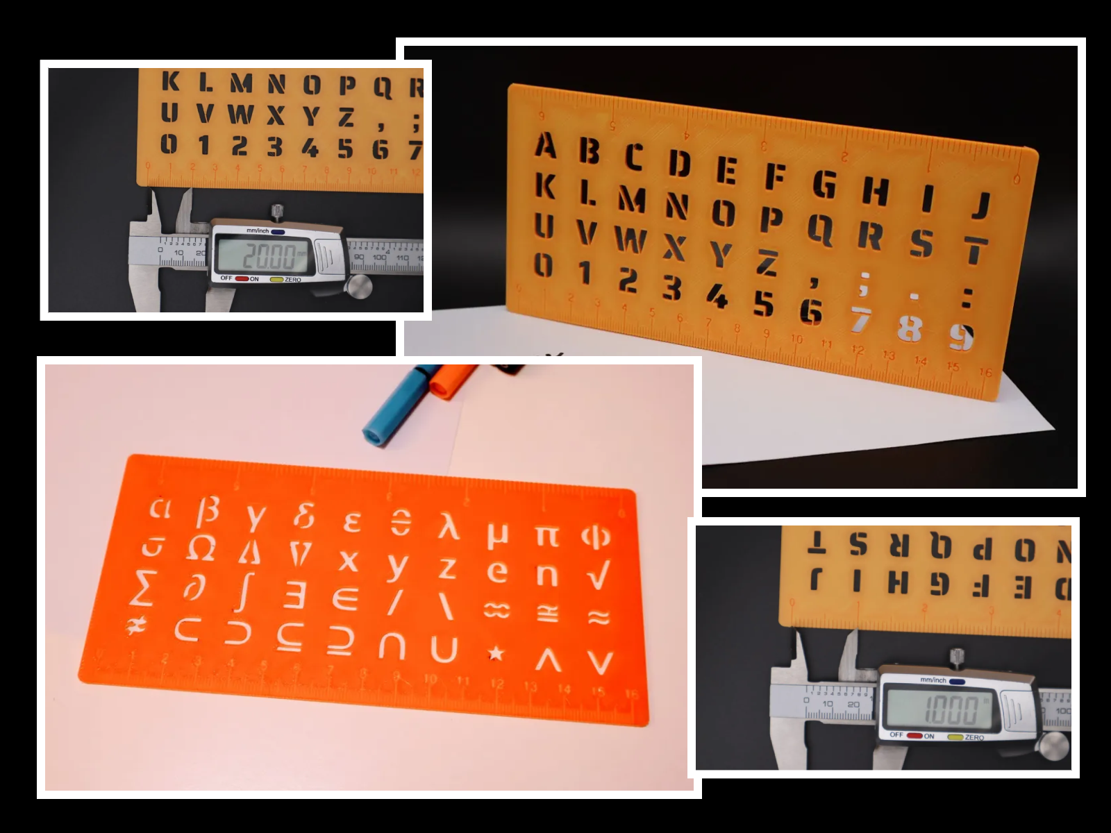 Ruler with stencil (Latin + Symbols + Math + Few Greek characters)