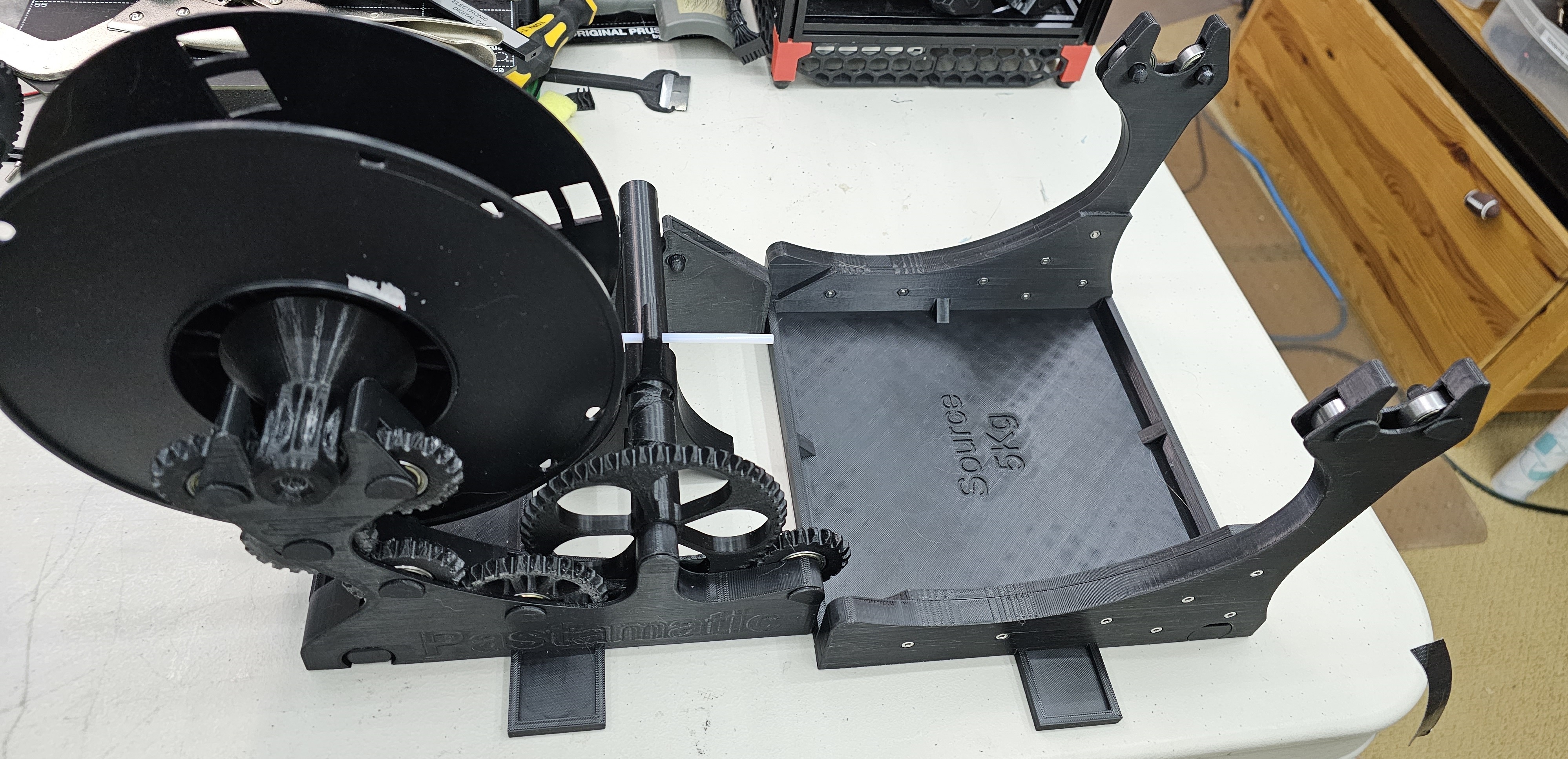 Pastamatic Filament Spool Winder Modifications: Braces and 5kg Spool Support
