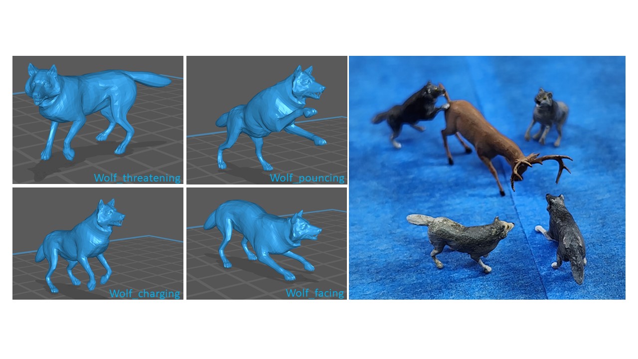 Various wolves for diorama / railroad modeling