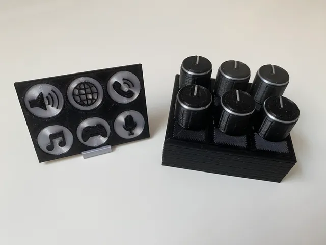 Deej Volume Mixer Case, Knob, and Label Plate