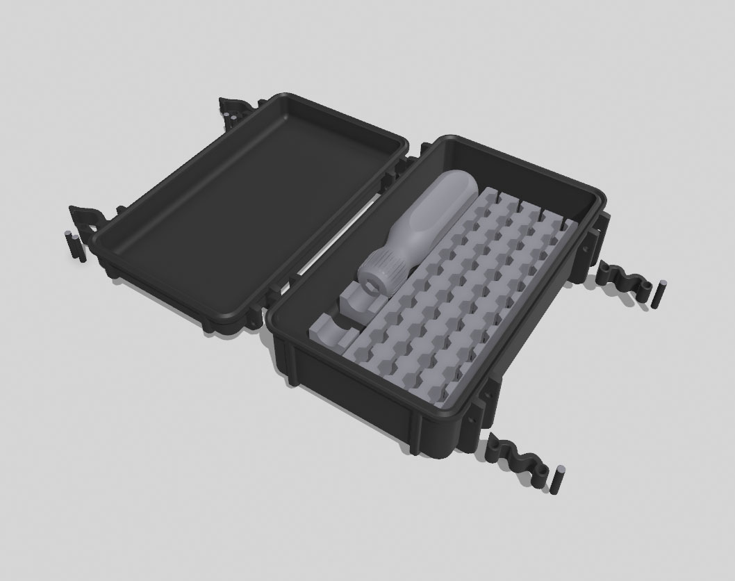 Screwdriver, box and bit holder