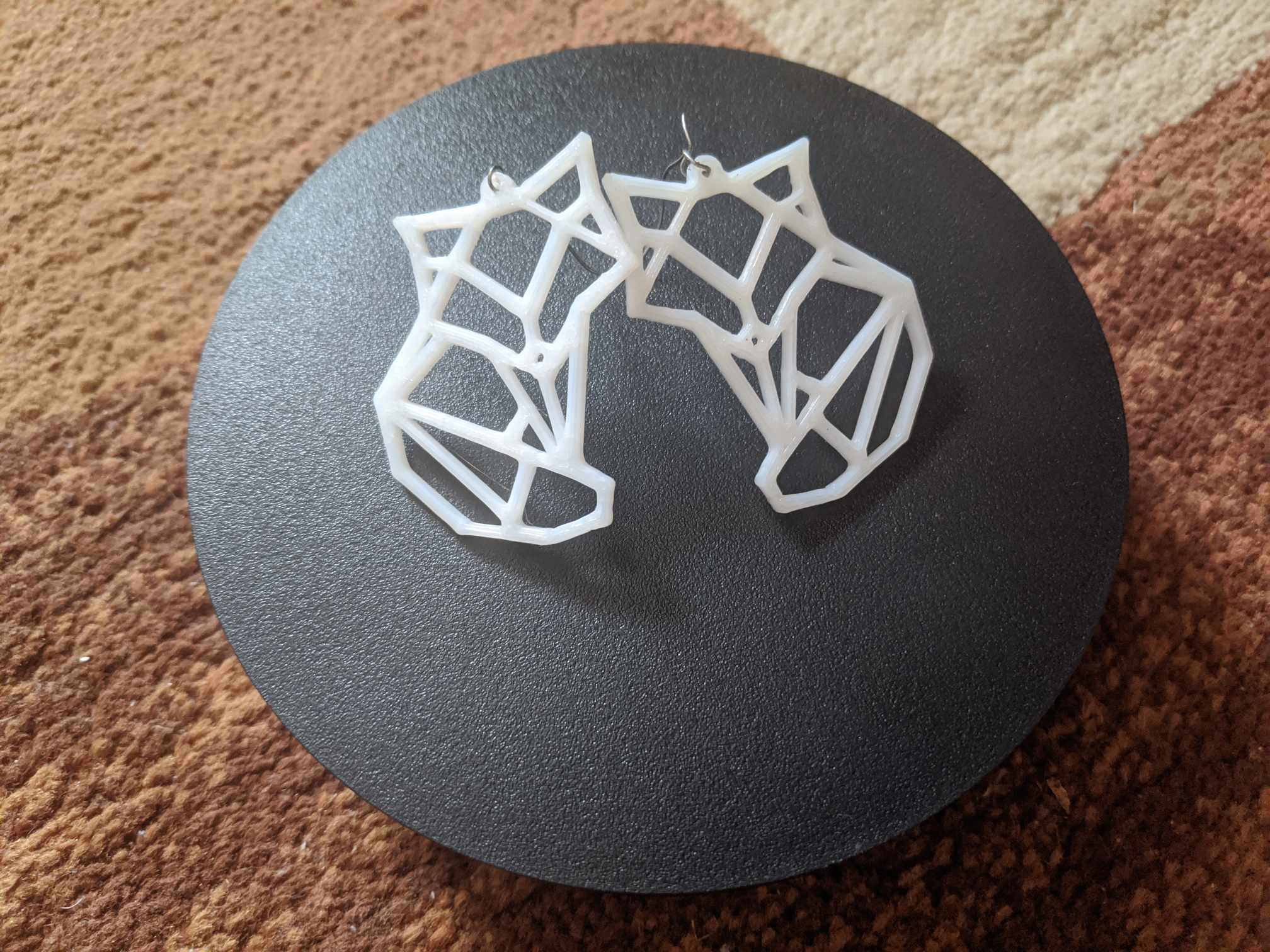 Wolf shape low-poly earrings