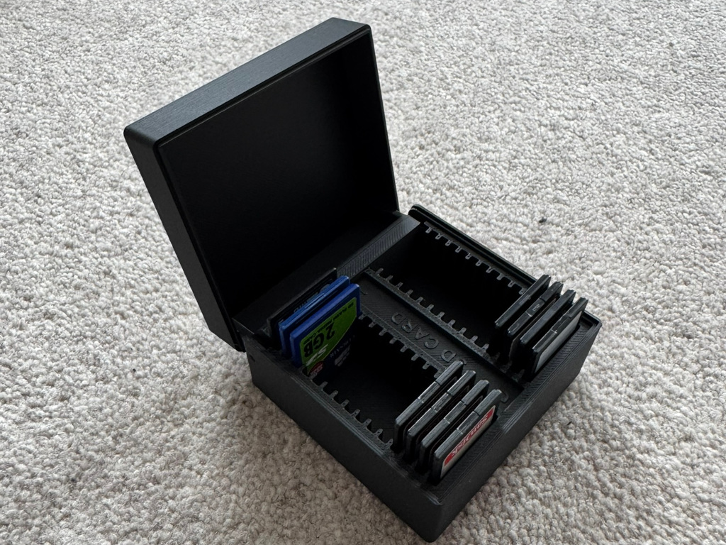 SD Card Storage Box for 30 Cards with Hinged Lid