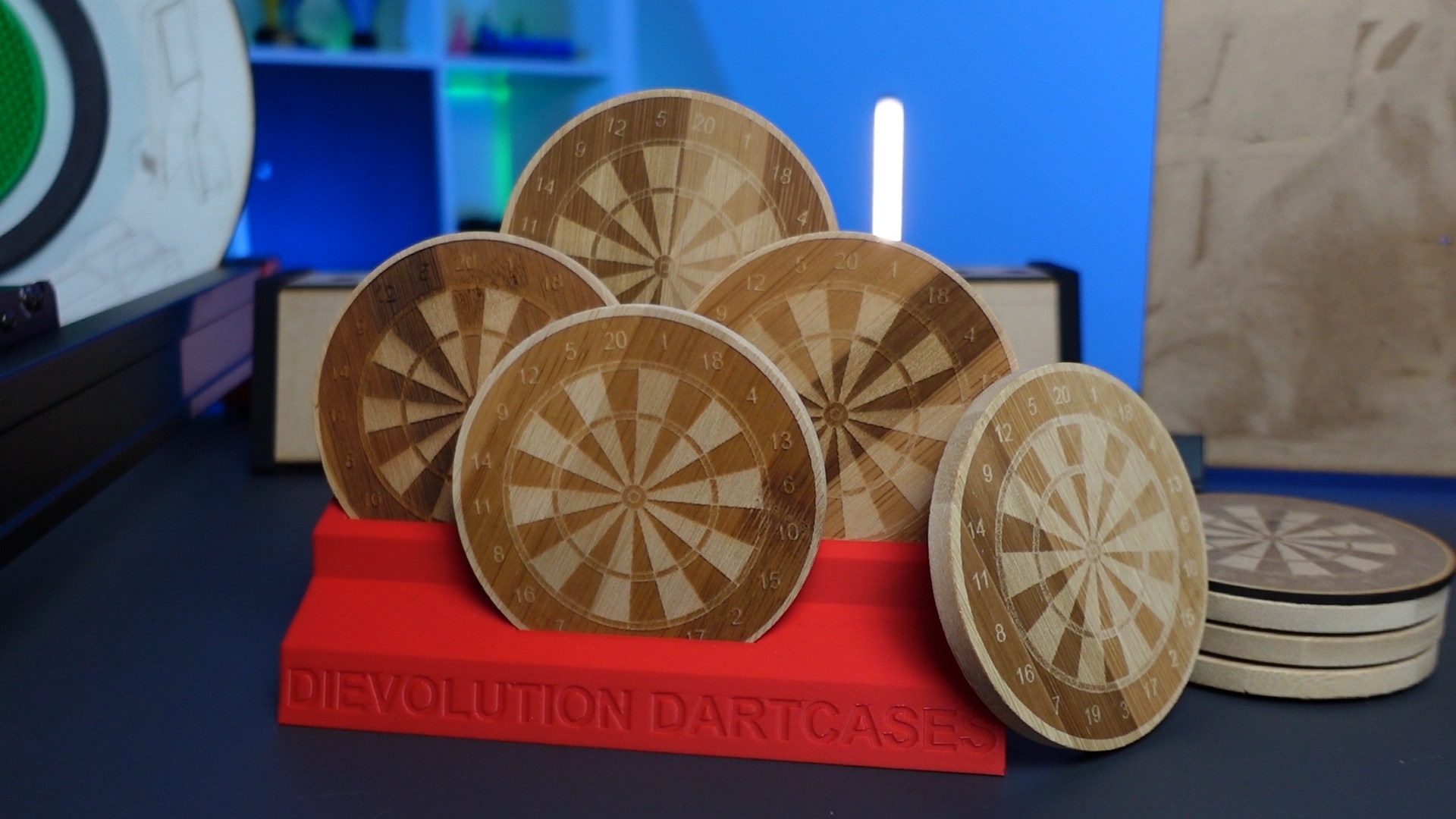 Dartboard Coaster Lasercut with 3D printed Stand