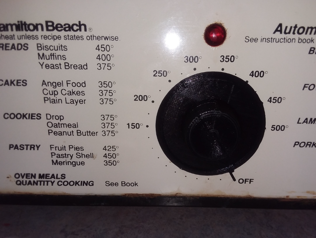 Roaster oven knob