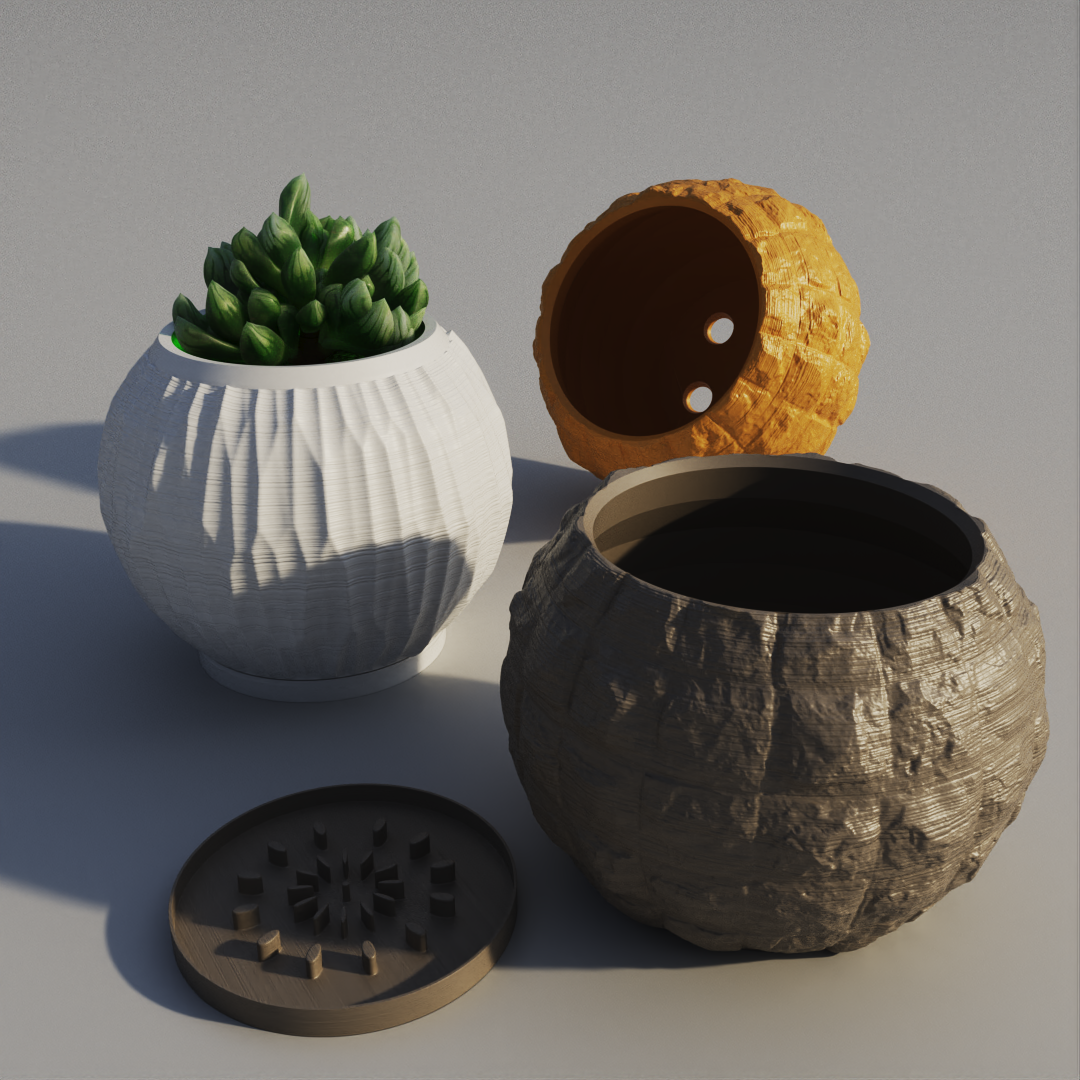 Displace Planters with base by jefierro Download free STL model