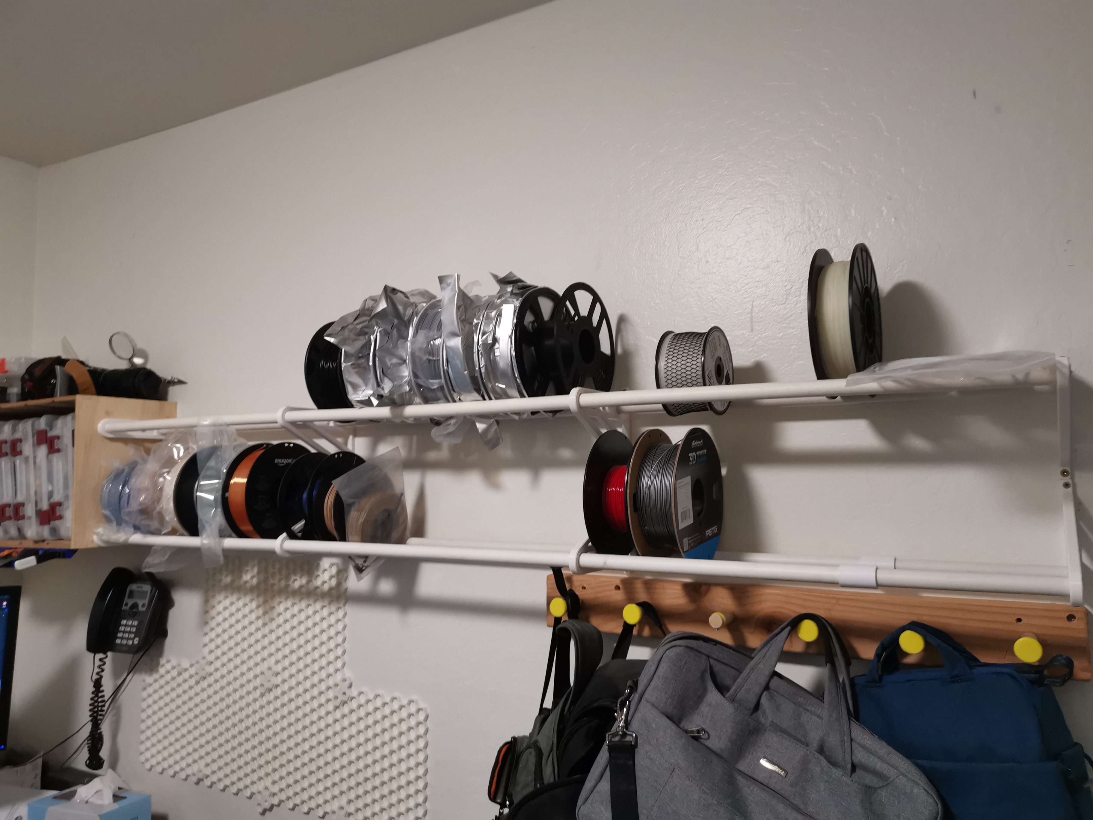 Filament spool shelf with 22mm rod ( 1/2" PVC)