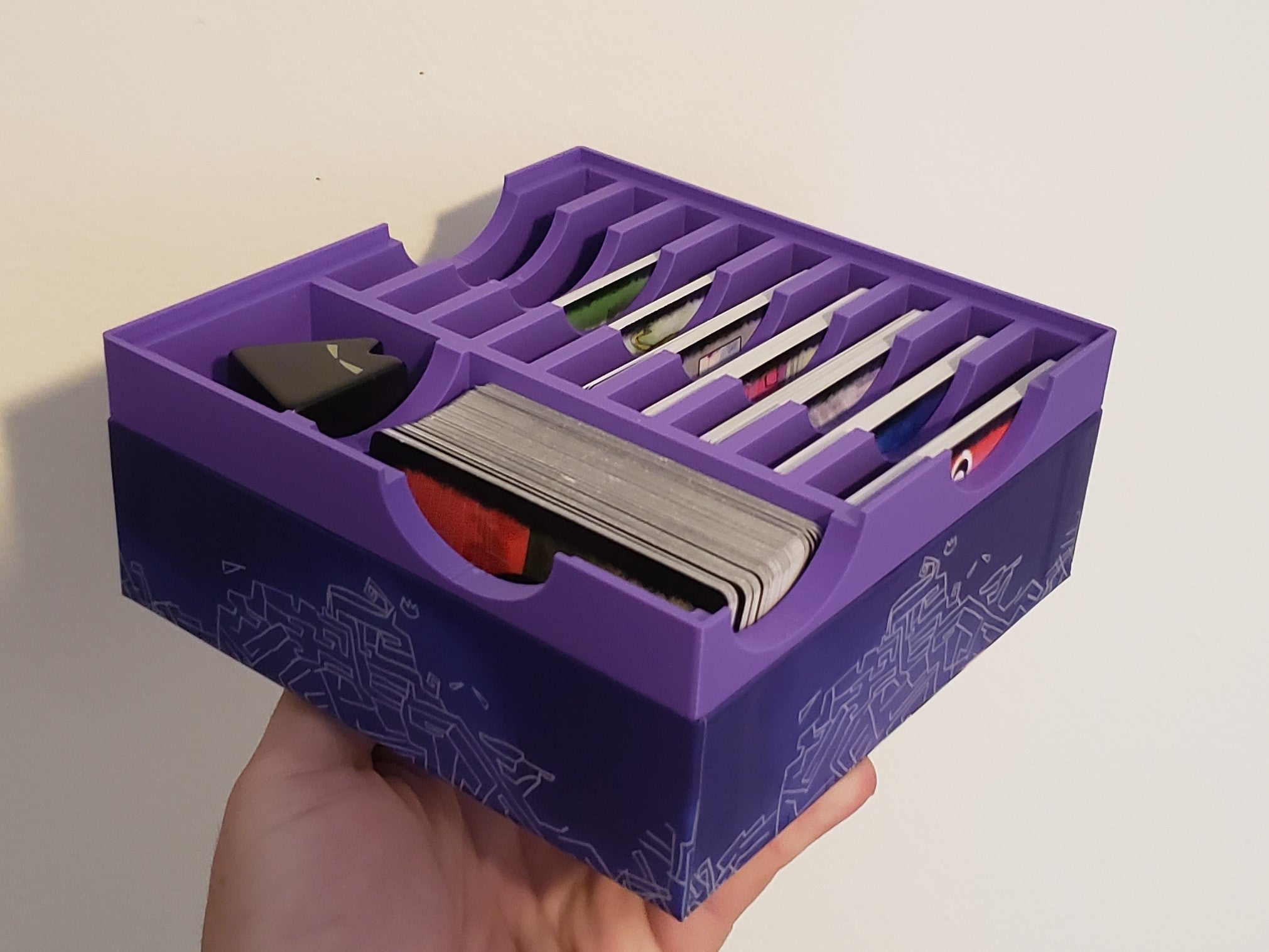 Onirim Organizer Insert with Sleeved Cards - widened rulebook slot