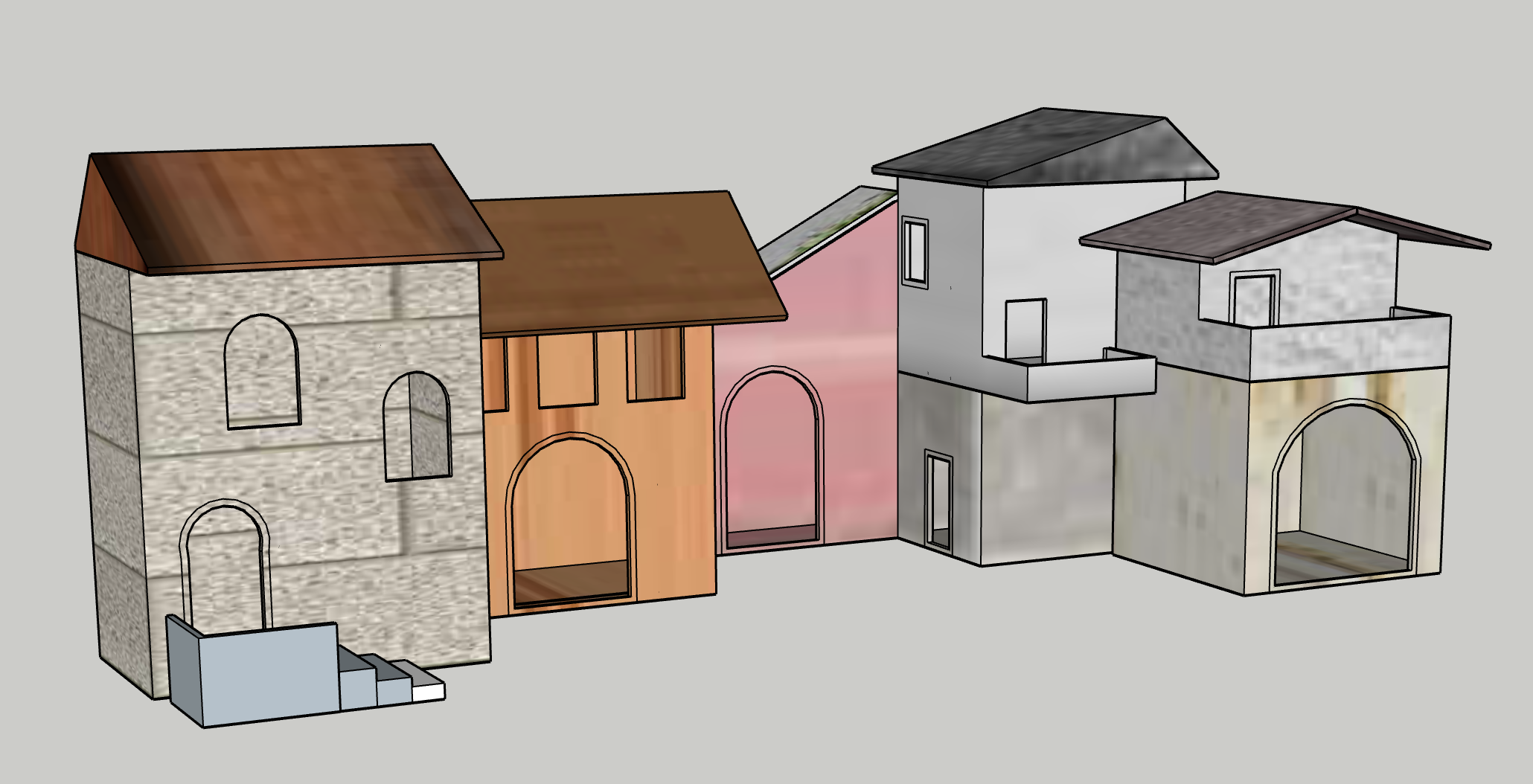 Kit 4 Casette Presepe In Legno - Casolari Rustici, Misure 13x8x10 Cm, Per Decorare Il Presepe