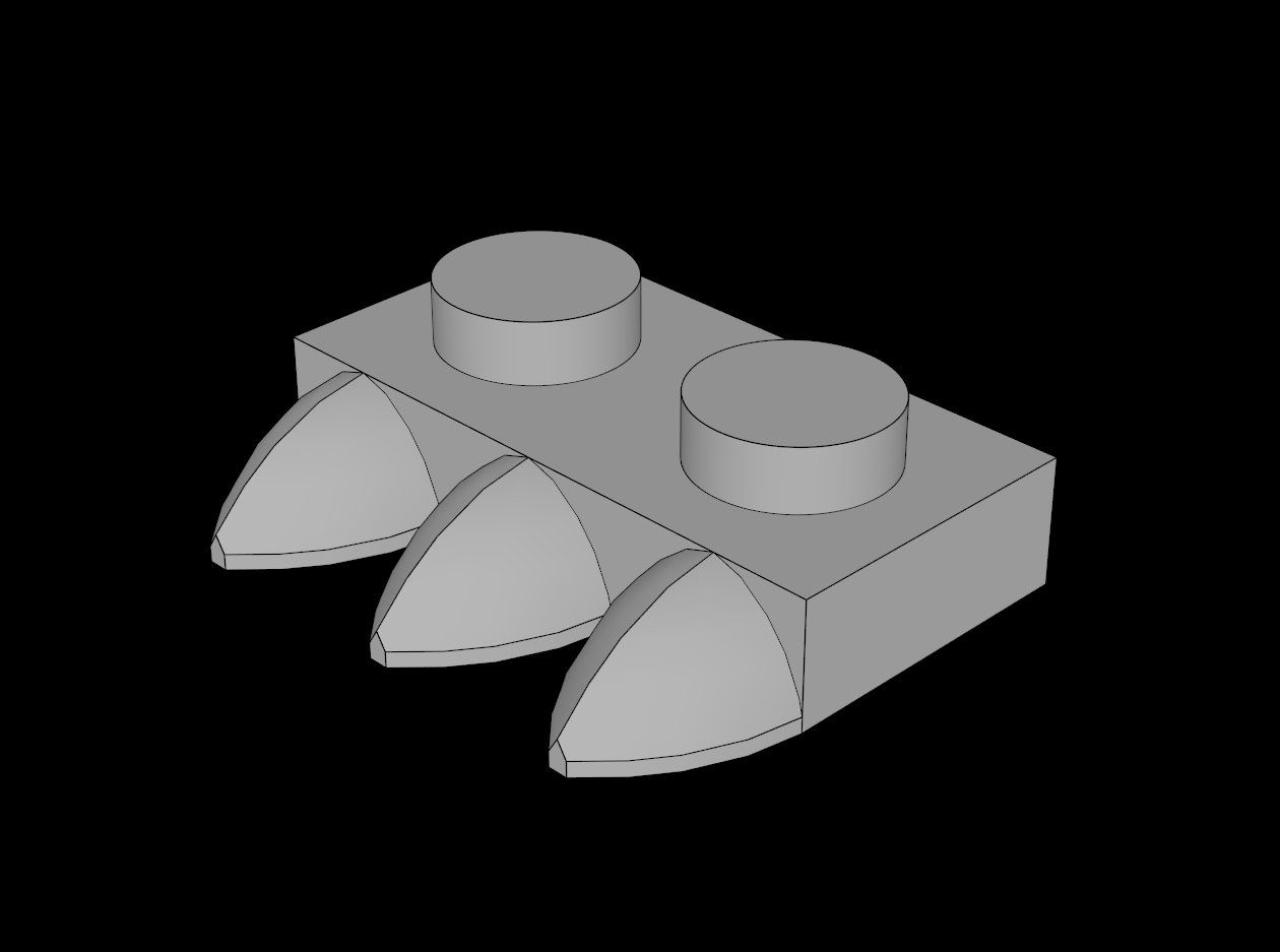 Lego Compatible (15208.dat) Plate  1 x  2 with 3 Teeth In-line