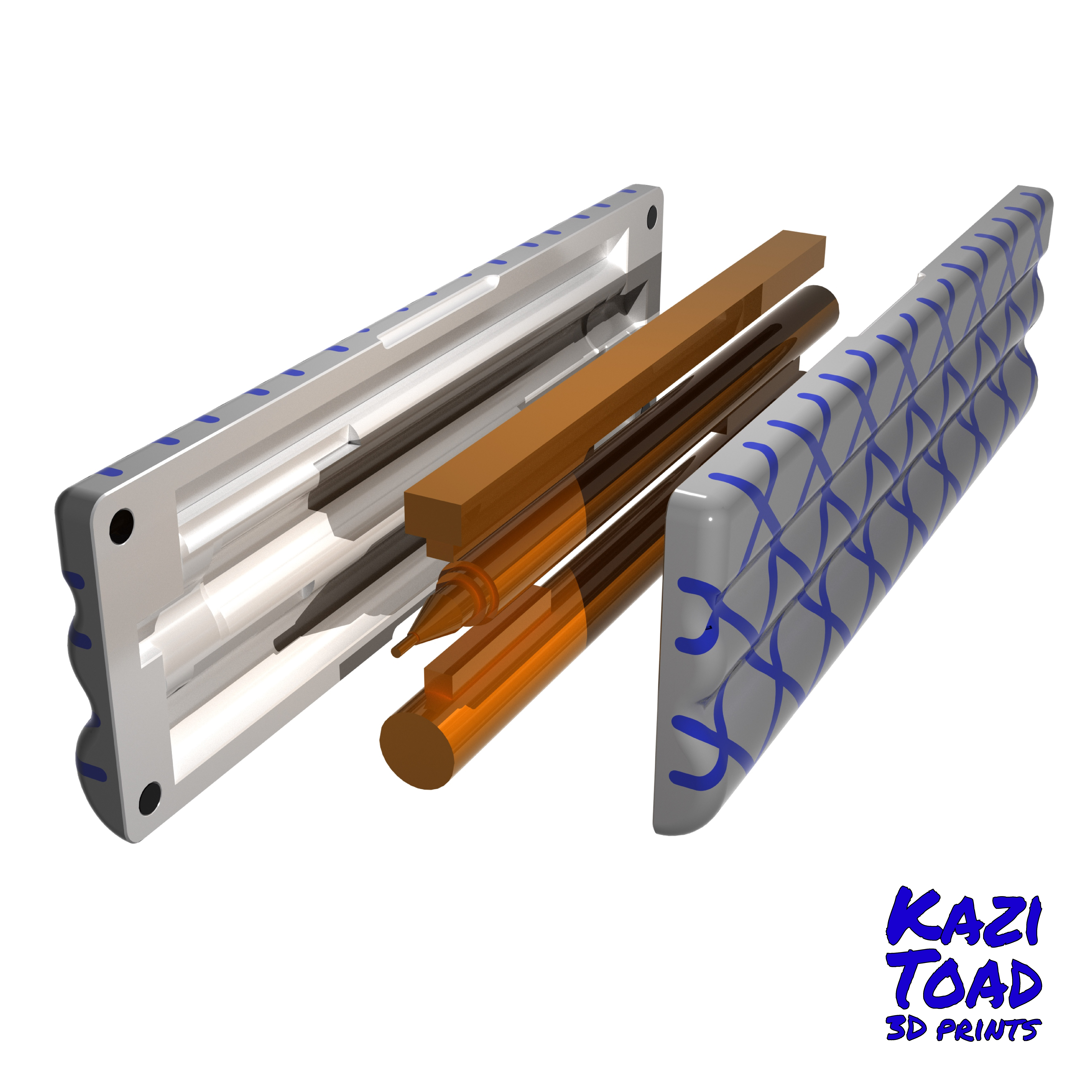 Contoured pencil/pen/eraser case with magnetic closure