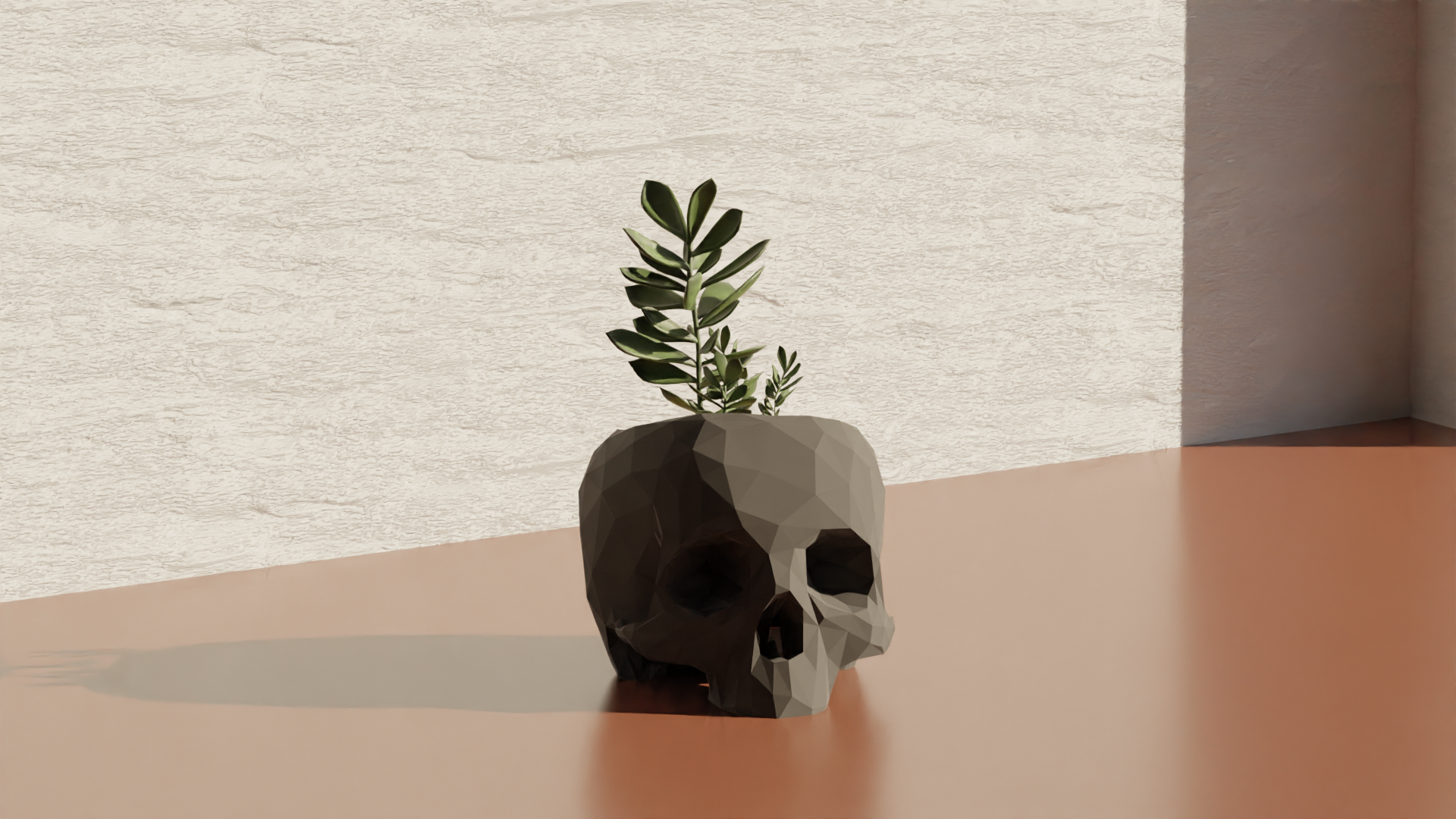 Skull Low Poly - Pot Plant/Pen Holder 3D model thumbnail