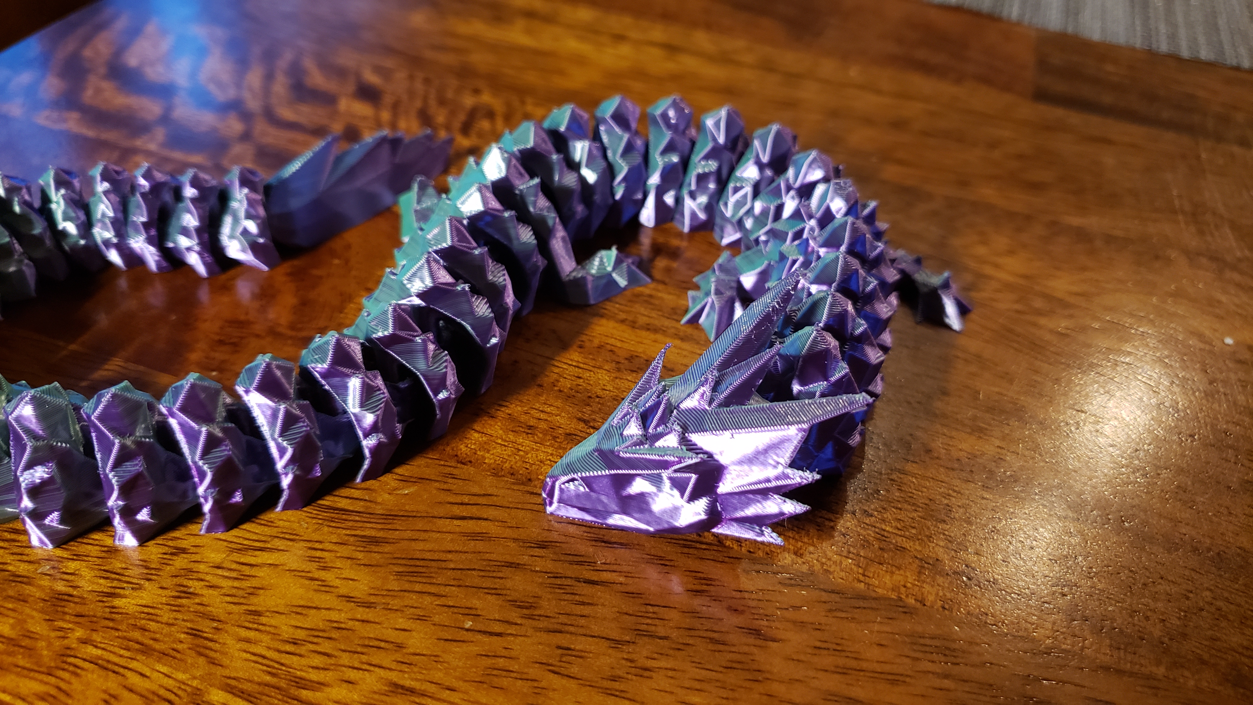 3d Printed Articulated Crystal Dragon Toy (18, Blue/Dark Green)