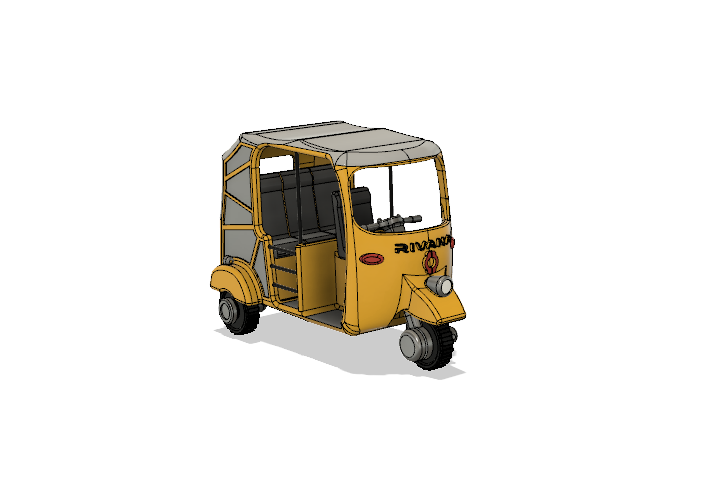 Yellow Tuk-Tuk/ Auto Rickshaw with Movements