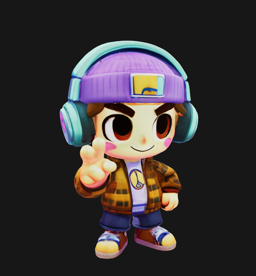 Chill boy peace sign 3d model graffiti style