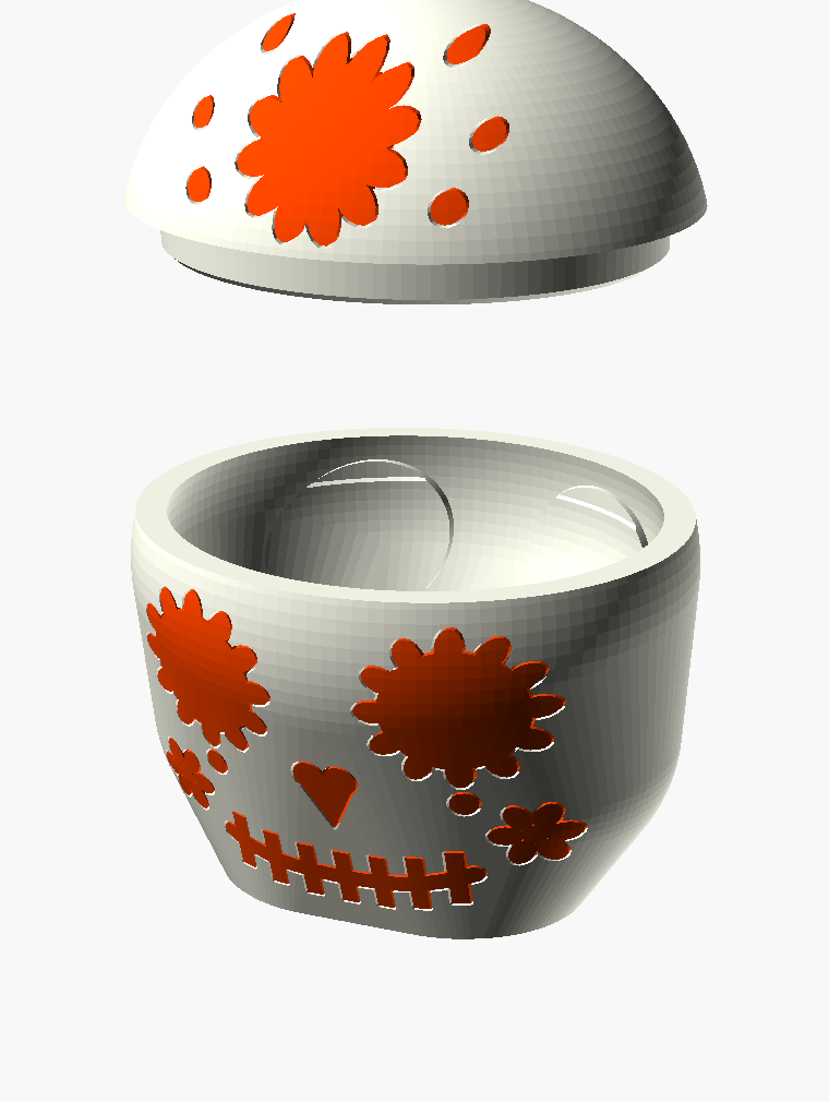 Sugar Skull Box — Calavera Trinket Box (2 Parts, No Supports)