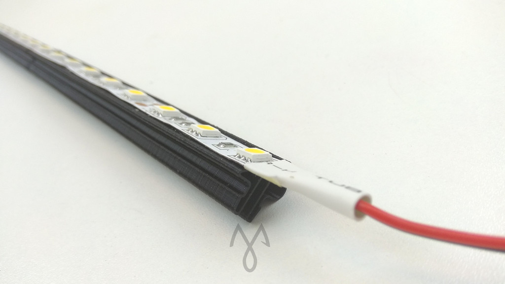 Low Profile Dual LED Strip Mounting Rail (10mm LED) by Brad @ FTBT 3D, Download free STL model