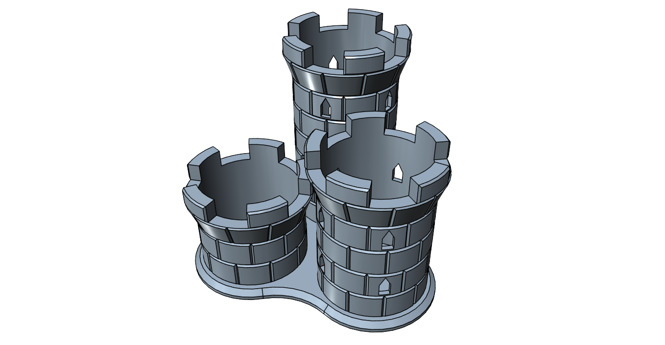 Pencil holder pen pencil stand castle tower easy printable without support