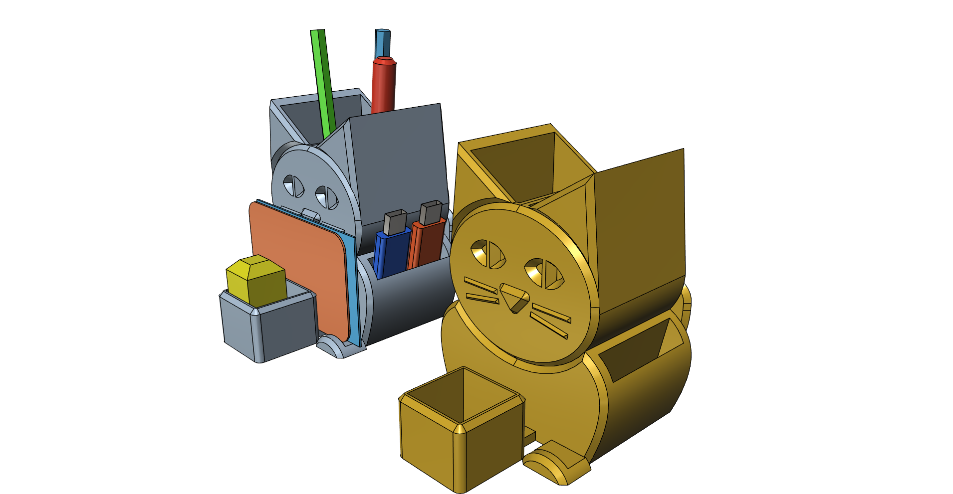 Pencil holder pen holder pen stand office organizer desk organizer desktop organizer cat easy print without support stojan tuzky