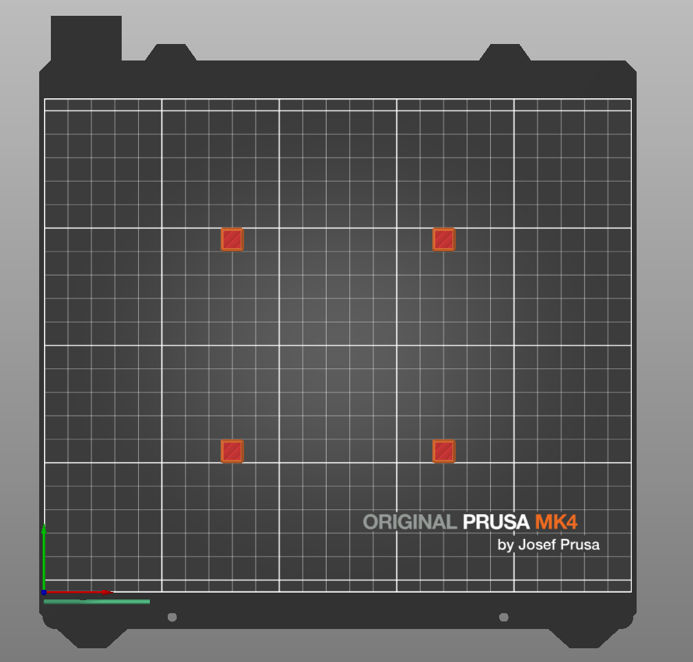 Calibration squares/cubes on bed