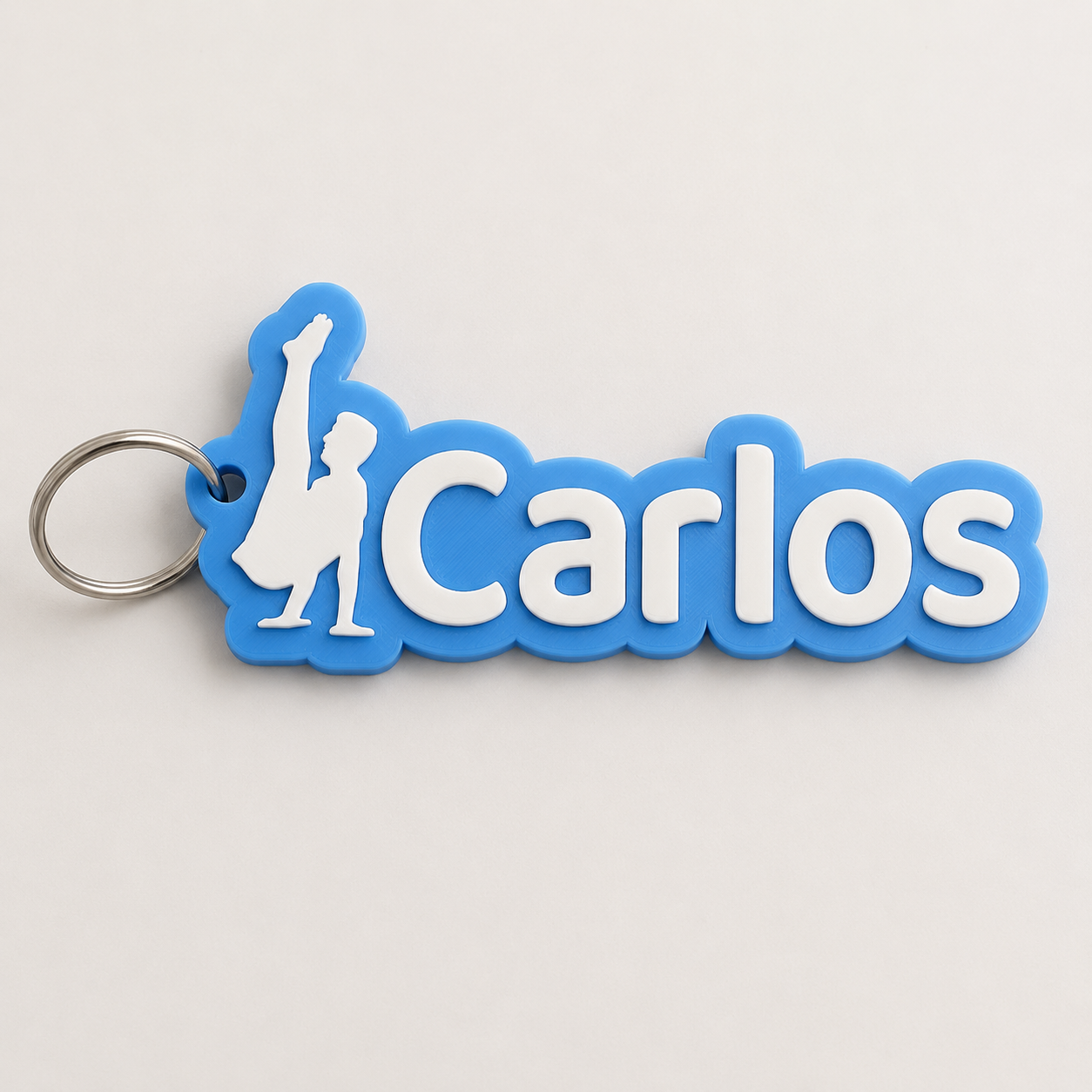 Carlos' gymnastics name tag