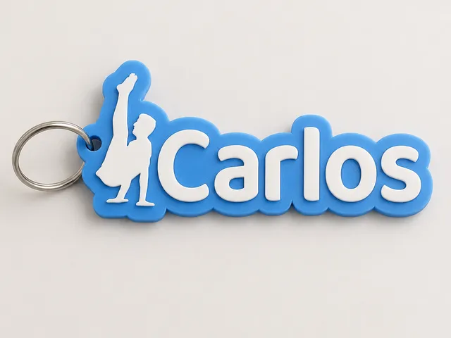 Carlos' gymnastics name tag