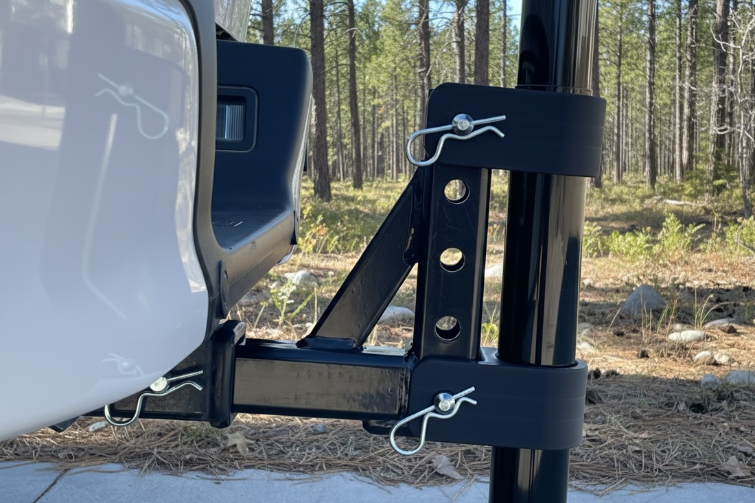 Antenna Mast Support Bracket for Adjustable Drop Hitch Receiver