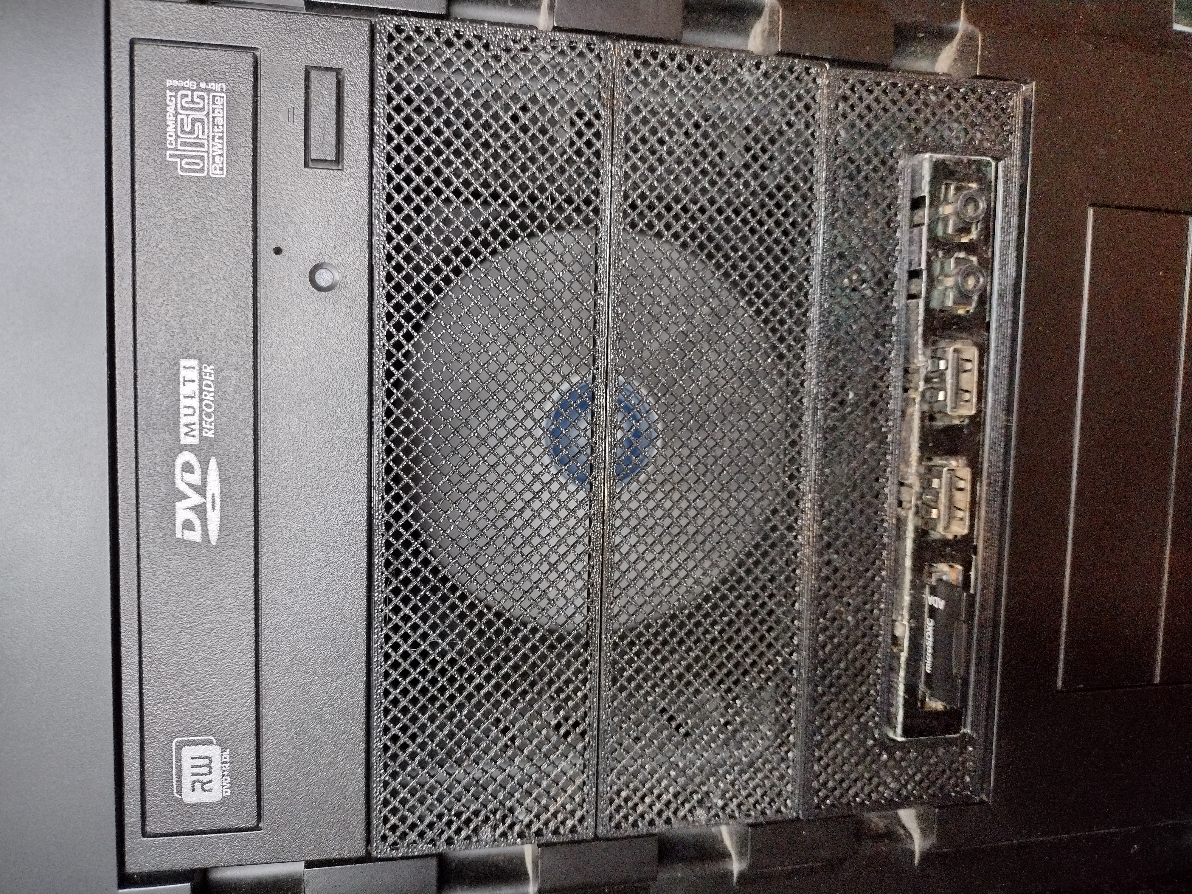 5.25" mesh airflow drive bay cover for PC tower - choose your own mesh pattern