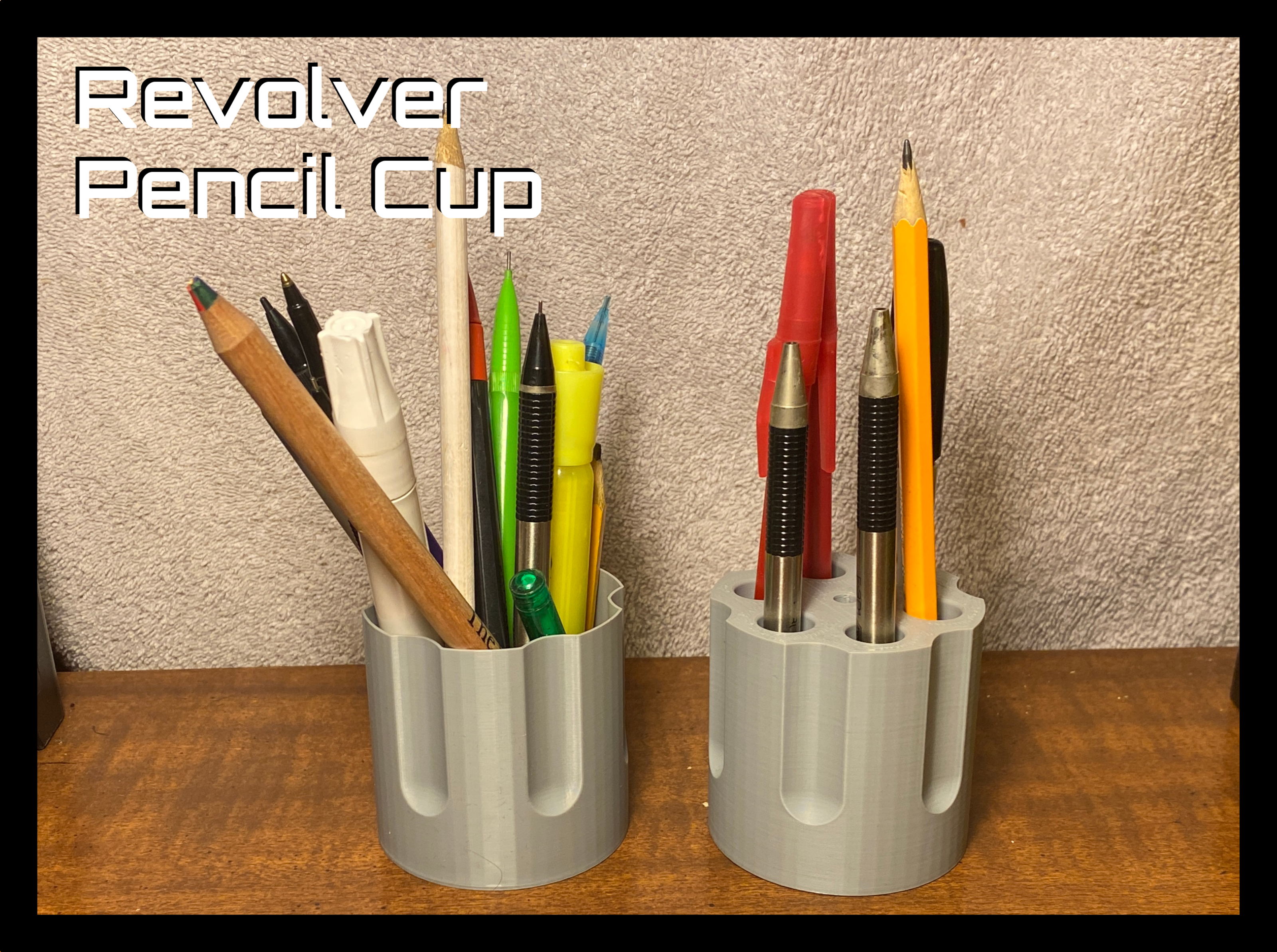Revolver cylinder pencil cup