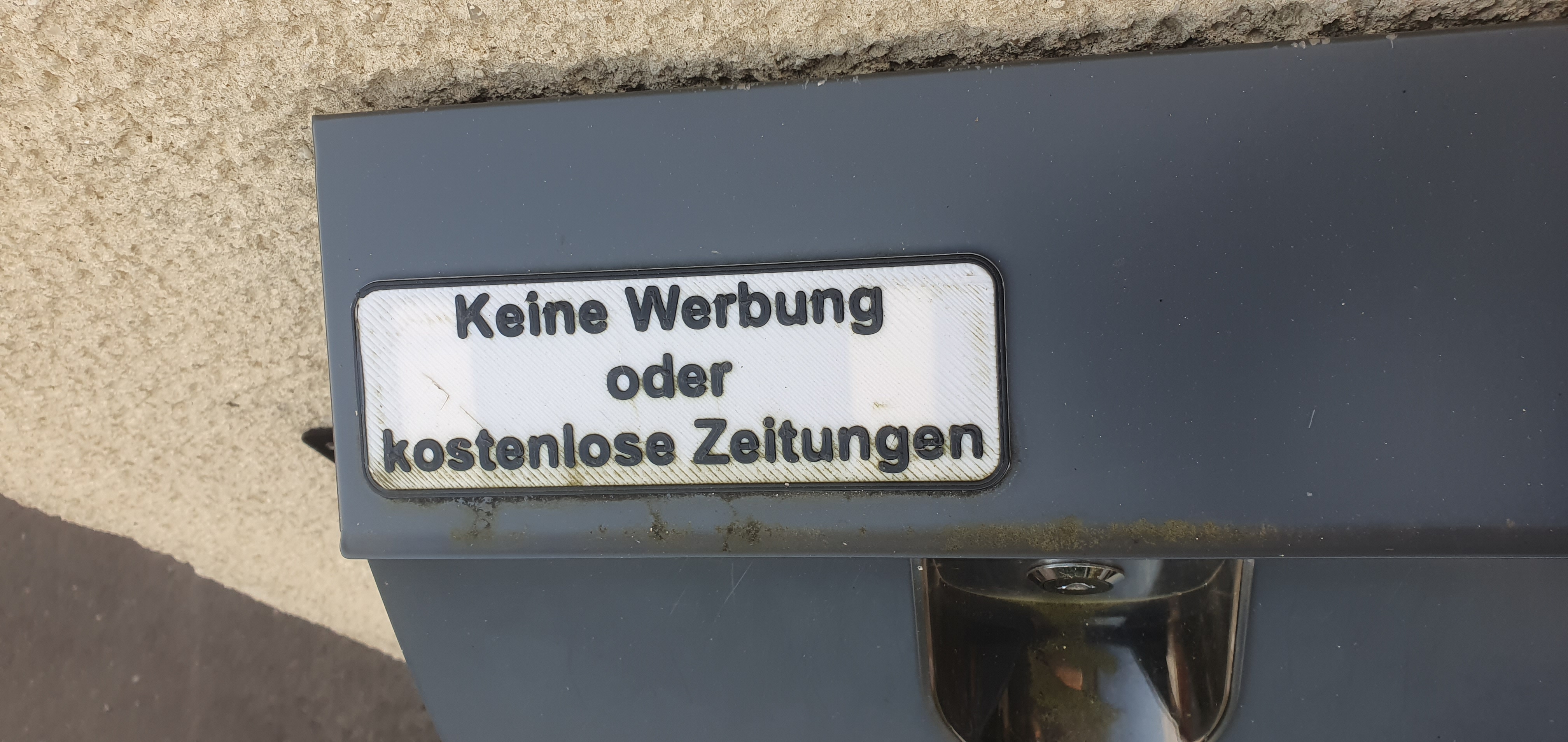 Briefkasten Schild - "Keine Werbung"