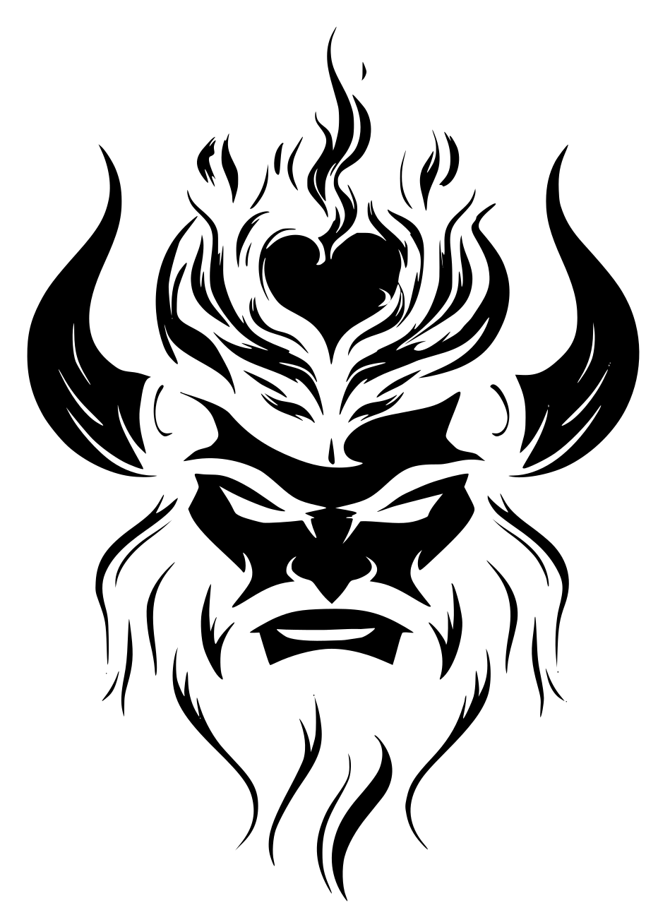 Satyr Fire Heart Stencil