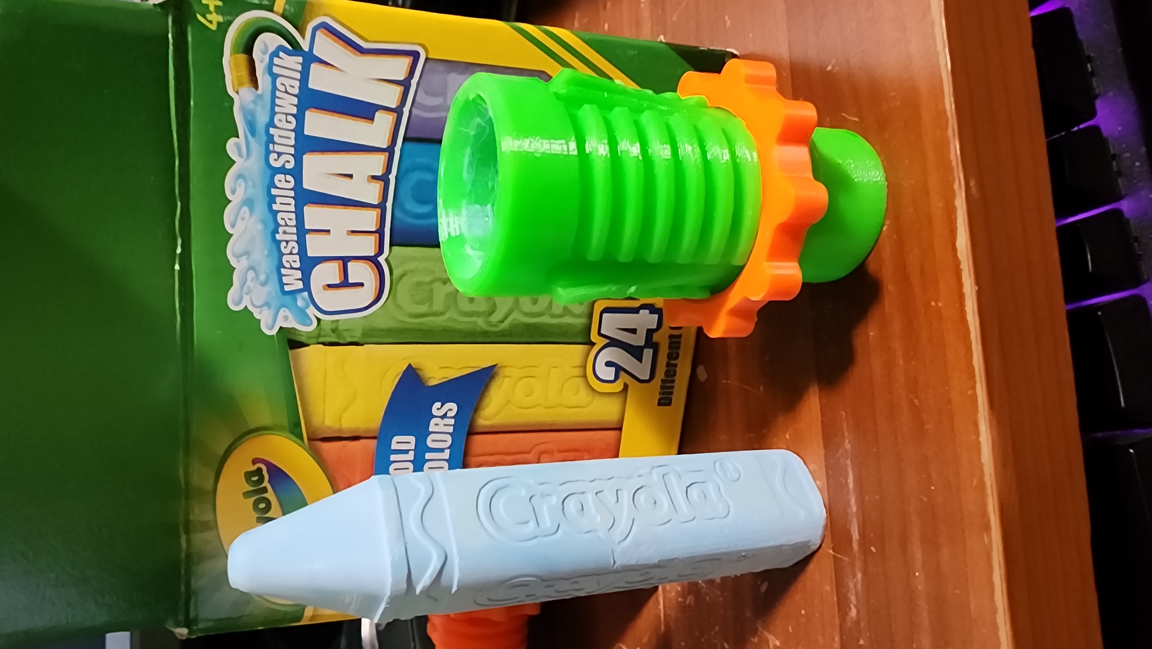 Sidewalk Chalk Holder attached to Paint/Broom handle V3