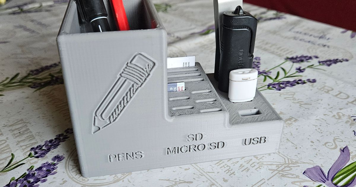 pens, sd and usb desk organizer by kerestapo Download free STL model