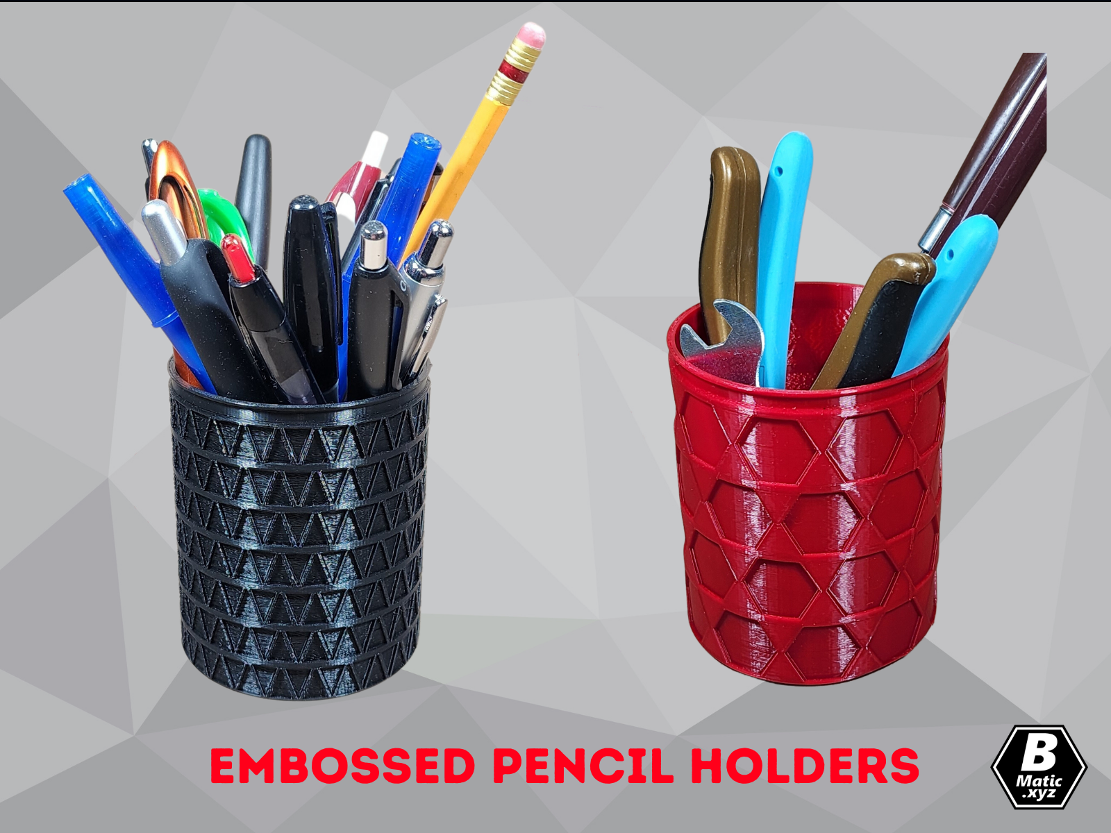Embossed Pencil Holders by bmatic | Download free STL model ...
